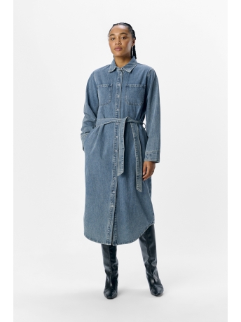 Object Jurk OBJDAYAN RE L/S DENIM SHIRT DRESS 1 23045966 Medium Blue Denim