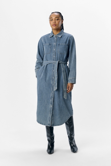 Object Jurk OBJDAYAN RE L/S DENIM SHIRT DRESS 1 23045966 Medium Blue Denim