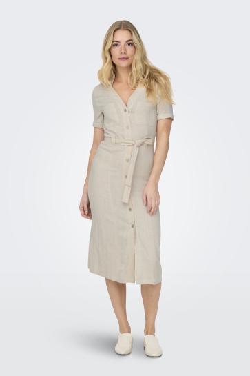 Only Jurk ONLSIESTA SS LINEN BL SHIRT DRESS P 15347210 Moonbeam