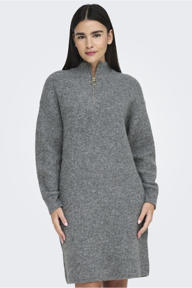 ONLTOKYO L/S ZIP DRESS KNT 15335831 DARK GREY MELANGE