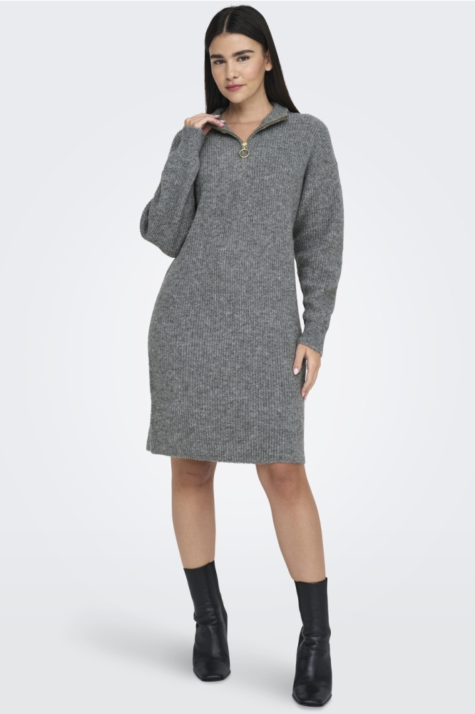 ONLTOKYO L/S ZIP DRESS KNT 15335831 DARK GREY MELANGE