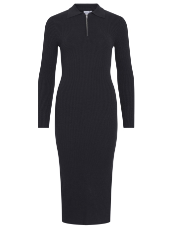 Vila Jurk VIMEILANI L/S COLLAR KNIT LONG DRES 14104612 BLACK BEAUTY