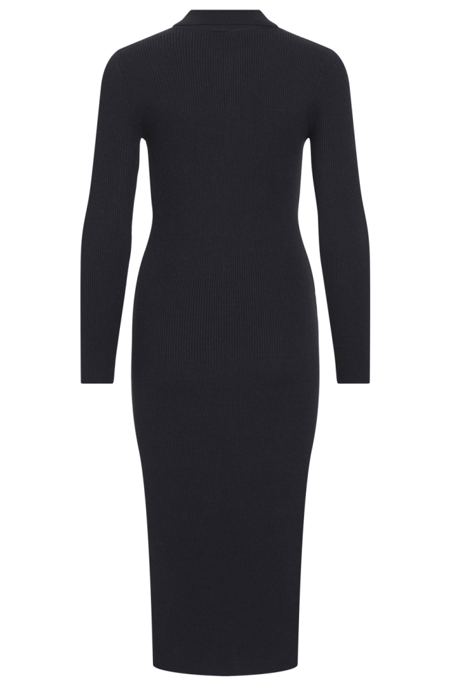 VIMEILANI L/S COLLAR KNIT LONG DRES 14104612 BLACK BEAUTY