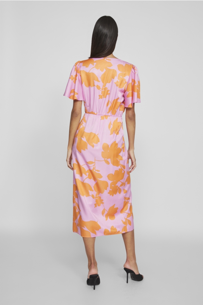 VINAKITA V-NECK WRAP MIDI DRESS/DC 14096315 ORANGER FLOWER