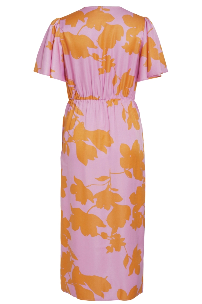 VINAKITA V-NECK WRAP MIDI DRESS/DC 14096315 ORANGER FLOWER