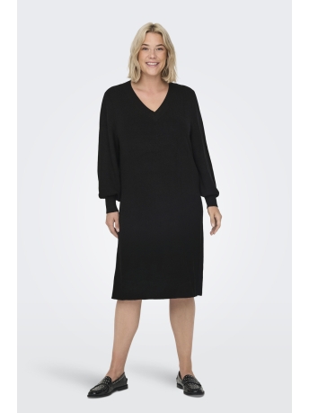 Only Carmakoma Jurk CARKATIA LS V-NECK DRESS KNT NOOS 15327167 Black