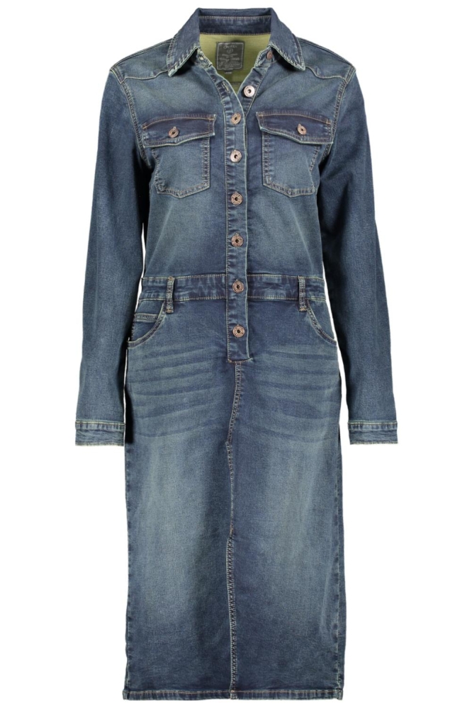 MIDI DENIM JURK MET LANGE MOUWEN 47501 10 MID BLUE DENIM