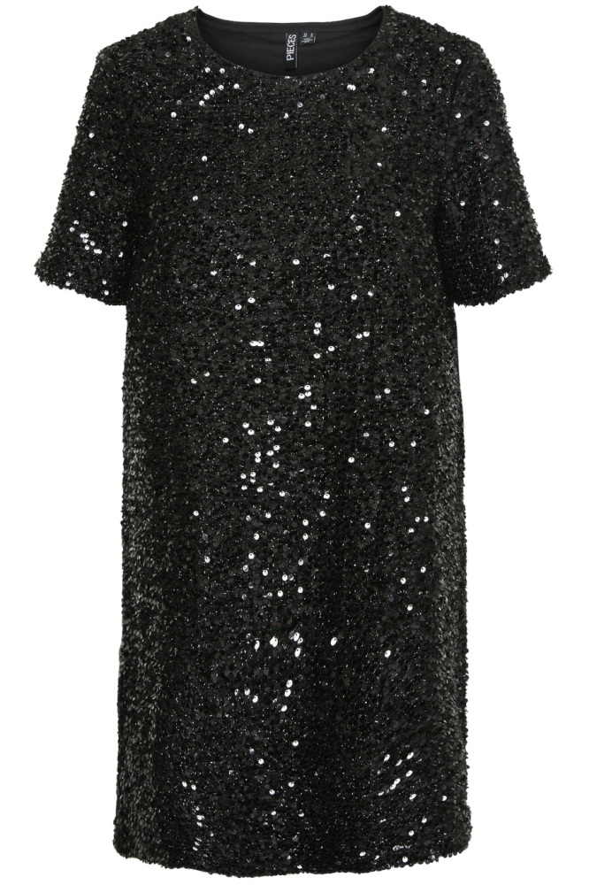 PCSERENA SEQUIN SS O-NECK DRESS MM 17150887 Black/Black sequ