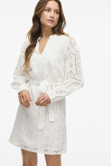 Vila Jurk VISINE L/S SHORT DRESS 14106078 BRIGHT WHITE