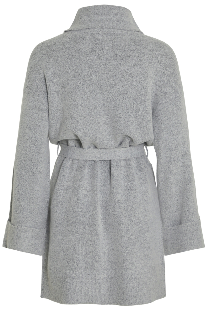 VIROLFIE L/S TIE BELT KNIT DRESS - 14061999 LIGHT GREY MELANGE