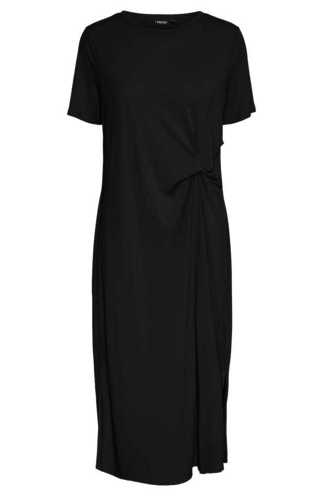 PCANORA SS O-NECK MIDI KNOT DRESS B 17148784 Black