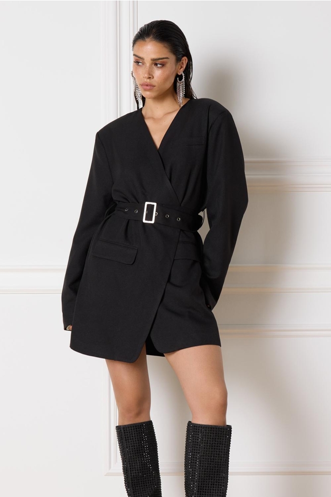 MAAN KNITTED BLAZER DRESS R2411453636 999 BLACK