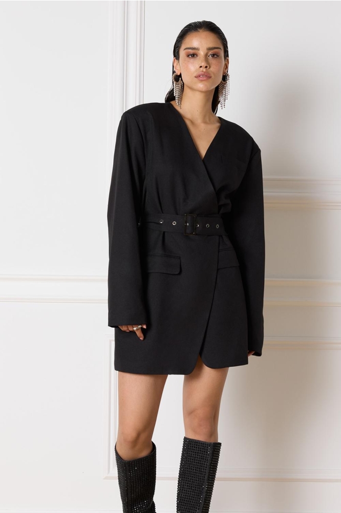 MAAN KNITTED BLAZER DRESS R2411453636 999 BLACK