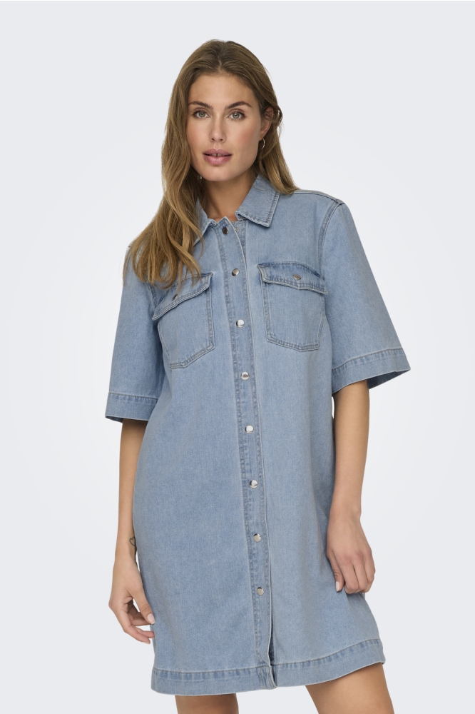 ONLBELLE S/S BUTTON DRESS DNM GUA N 15324384 LIGHT BLUE DENIM