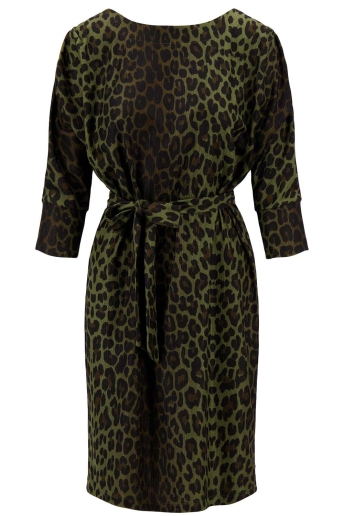 Zusss Jurk LEOPARD JURK CRINCLE 0301 112 7198 GRIJSGROEN/ZWART