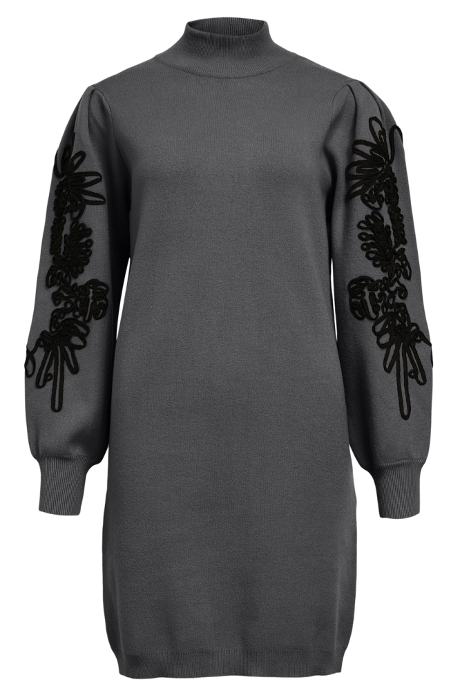 OBJJOANA L/S KNIT DRESS REP 23040086 MAGNET/ BLACK TAPE