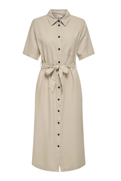 Only onlcaro s/s linen bl belt dress cc