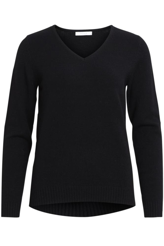 VIRIL L/S V-NECK KNIT TOP-NOOS 14042769 Black