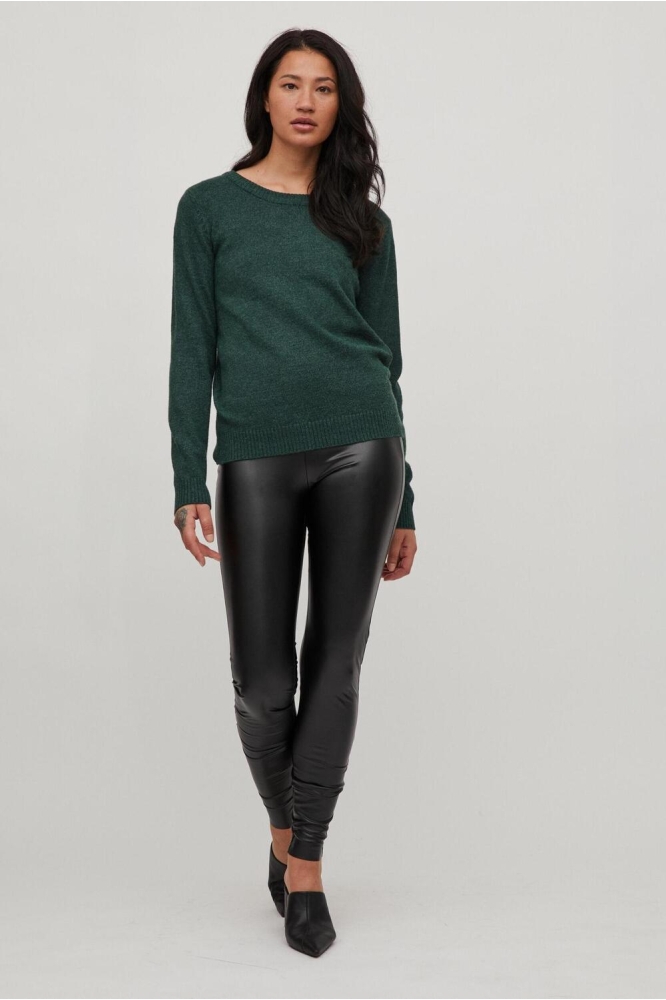 VIRIL O-NECK L/S KNIT TOP - NOOS 14054177 PINENEEDLE/DARK MELANGE