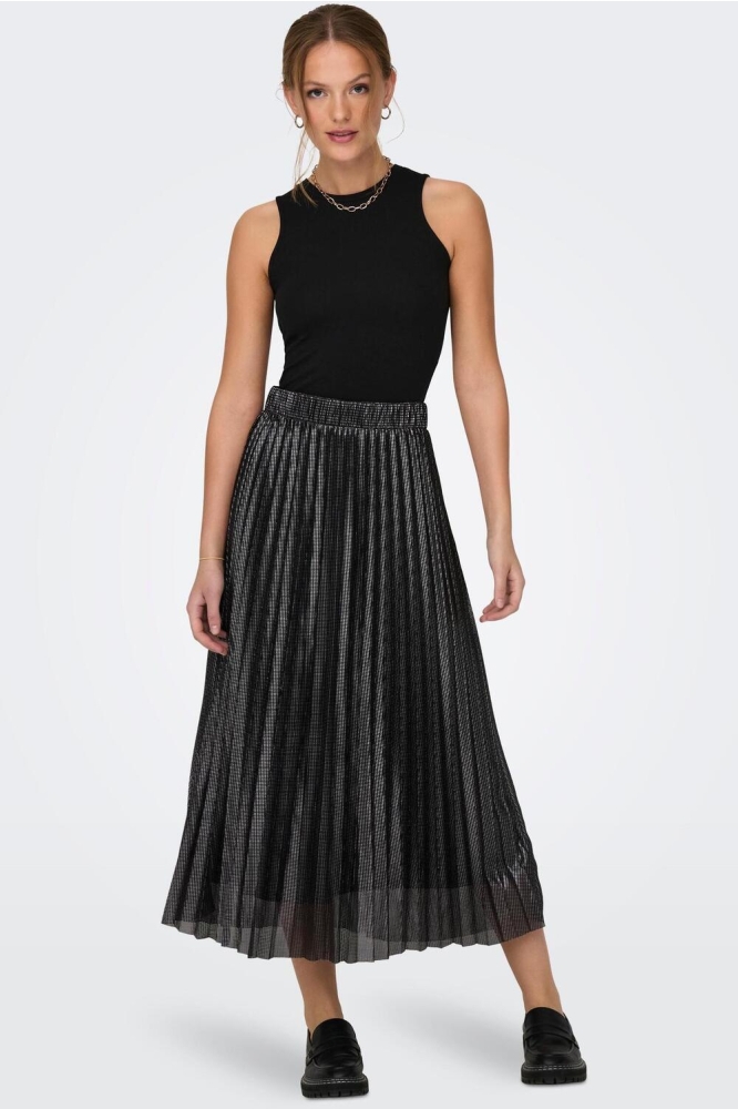 ONLSHOW SHINE PLISSE SKIRT JRS 15310184 Black/Gun metal