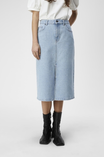 Object Rok OBJELLEN MIDI MW DENIM SKIRT NOOS 23044069 Light Blue Denim