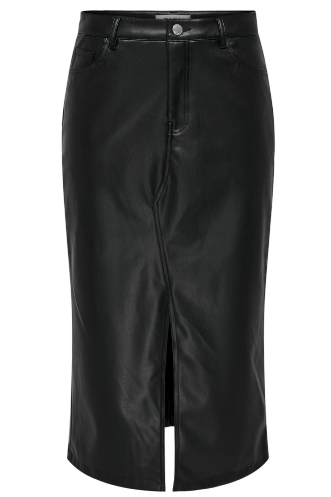 ONLKIRI HW LO SLIT FAUX LEA SKIRT C 15324778 BLACK