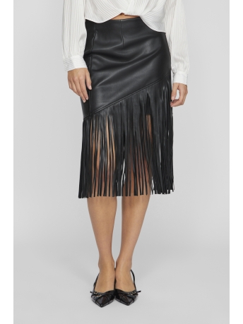 Vila Rok VIPEN COATED HW FRILL SKIRT 14100271 BLACK BEAUTY