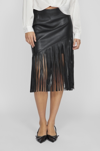 Vila Rok VIPEN COATED HW FRILL SKIRT 14100271 BLACK BEAUTY