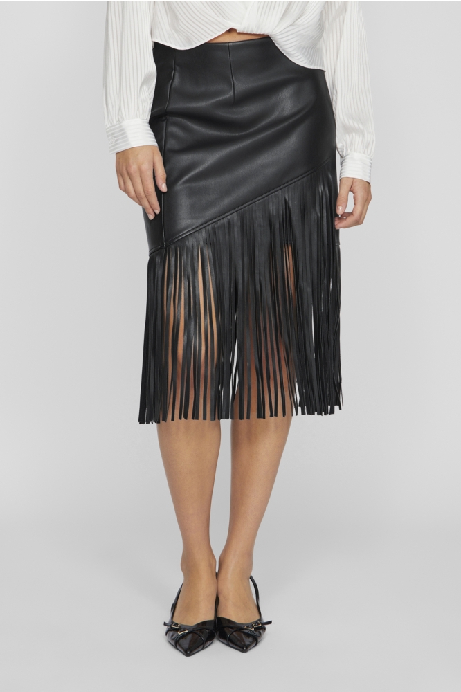 VIPEN COATED HW FRILL SKIRT 14100271 BLACK BEAUTY