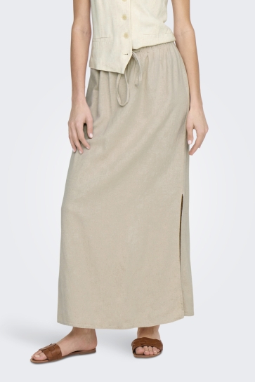 Jacqueline de Yong Rok JDYSAY MW MAXI SLIT SKIRT WVN NOOS 15338770 OATMEAL/MELANGE