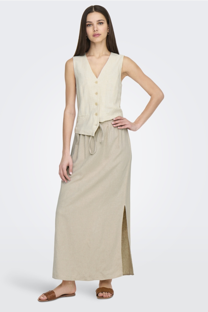 JDYSAY MW MAXI SLIT SKIRT WVN NOOS 15338770 OATMEAL/MELANGE