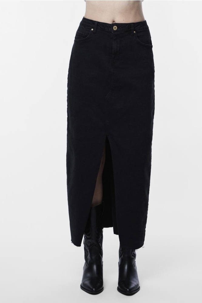 PCJESSIE HW ANKLE DENIM SKIRT NOOS 17150234 BLACK