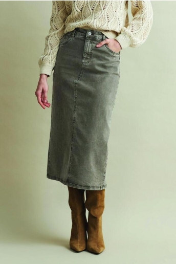 Red Button Rok SIBELLE SKIRT COLOURED DENIM SRB4298 316 DARK KHAKI