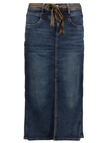 Geisha Rok SPIJKERROK MET SPLIT EN CEINTUUR 46510 10 Mid Blue Denim