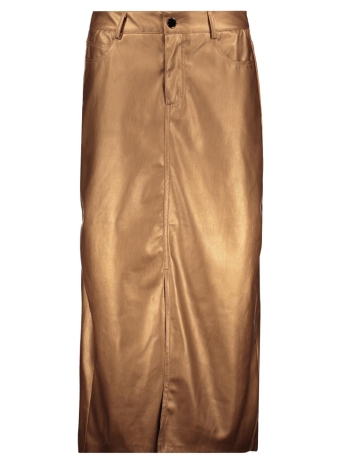 EsQualo Rok SKIRT LONG SPLIT VEGAN LEATHER F24 11509 750 brandy