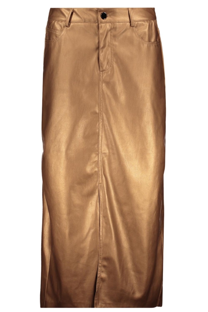 SKIRT LONG SPLIT VEGAN LEATHER F24 11509 750 brandy