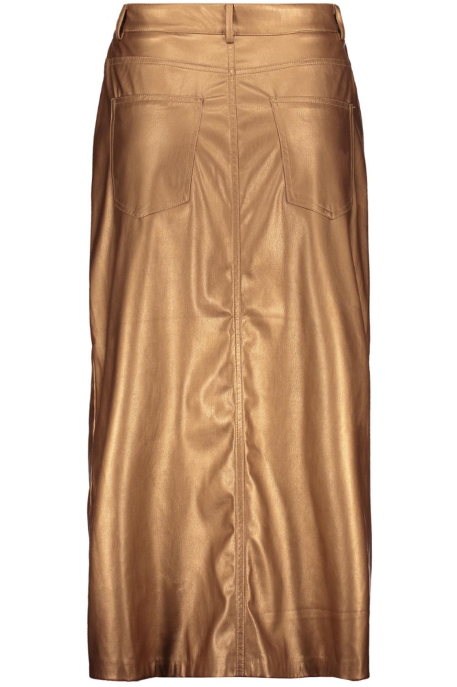 SKIRT LONG SPLIT VEGAN LEATHER F24 11509 750 brandy