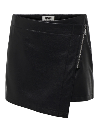 Only Broek ONLCOLLIE HW FAUX LEATHER SKORT PNT 15331872 Black