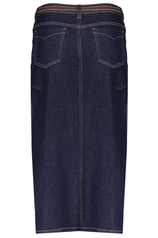 DENIM MIDI ROK MET SPLIT 46800 10 Dark Blue Denim