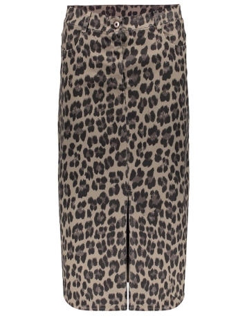 Geisha Rok MIDI DENIM ROK MET LEOPARD PRINT 46900 70 Dark Sand/Anthracite