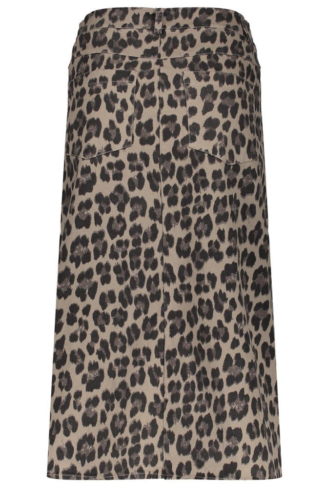 MIDI DENIM ROK MET LEOPARD PRINT 46900 70 Dark Sand/Anthracite