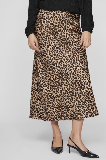 Vila Rok VIELLETTE HW MIDI SKIRT - NOOS 14084182 Caramel Cafe/LEOPARD