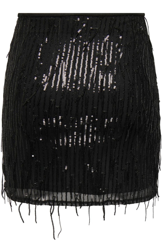 ONLSPACY SHORT SEQUINS SKIRT WVN 15305742 BLACK/BLACK SEQU