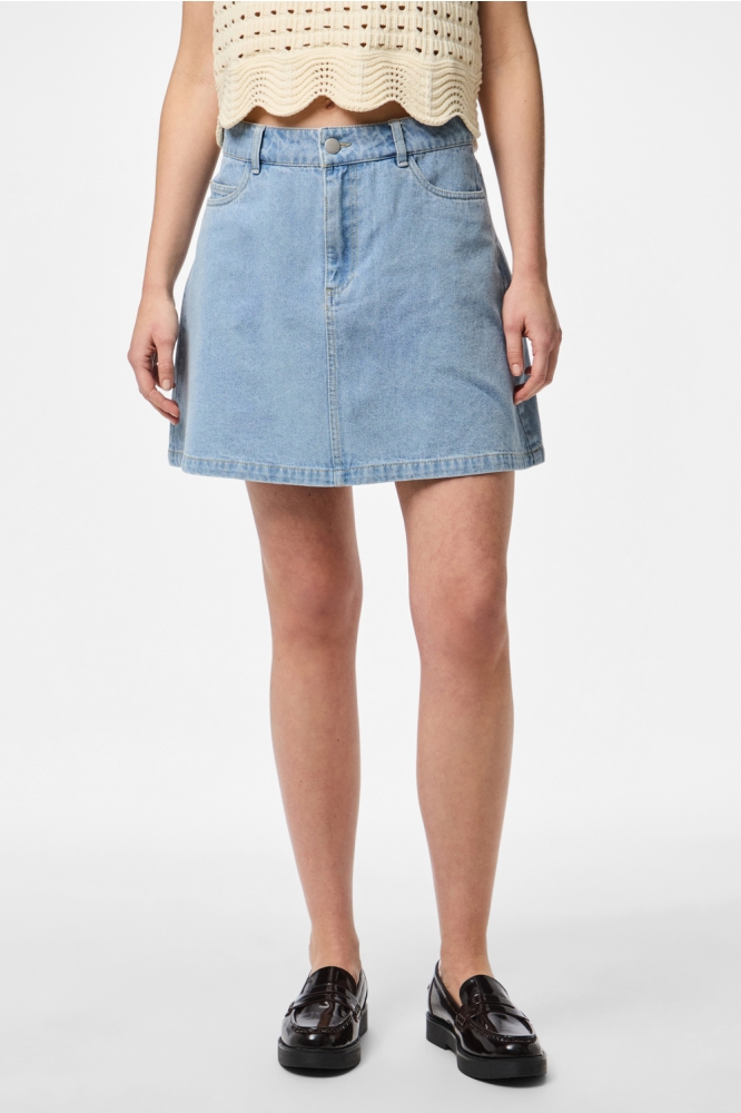 PCABBI MW A-SHAPE SKIRT NOOS 17154546 LIGHT BLUE DENIM