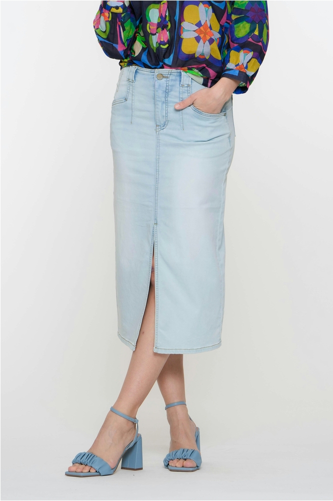 MIDI ROK MET SPLIT 56001 10 811 STONEWASH DENIM