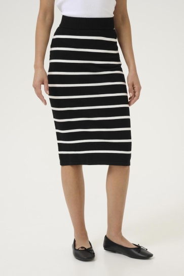 Kaffe Rok KALIZZA KNIT SKIRT 10509798 107263 BLACK/CHALK STRIPE