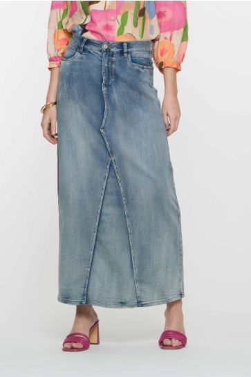 Geisha Rok WIJDE MIDI ROK 56006 10 MID BLUE DENIM