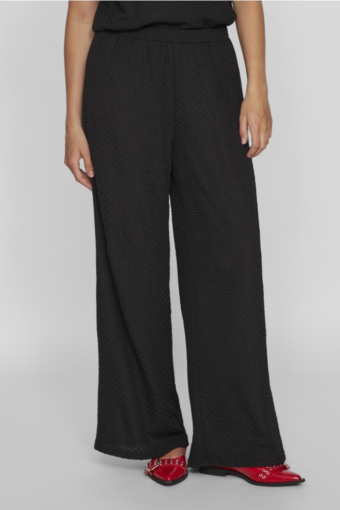 VIVALLIE HW WIDE PANTS/TES 14097774 BLACK BEAUTY