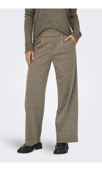 JDYGEGGO MIA LONG CHECK PANT JRS NO 15242797 WALNUT/ROSE CHECK