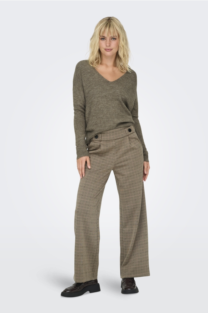 JDYGEGGO MIA LONG CHECK PANT JRS NO 15242797 WALNUT/ROSE CHECK